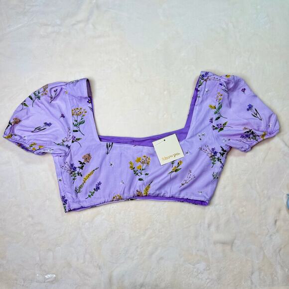Showpo Artemis Crop Top Lavender Women’s 10 NWT Cottagecore Coquette Botanical - Picture 12 of 16